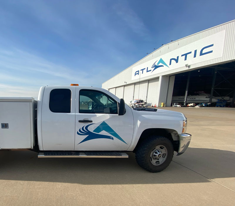 Truck and hangar branding for Atlantic Aviation