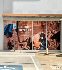 An outdoor window sign for "The New High Desert Collection" from Yeti