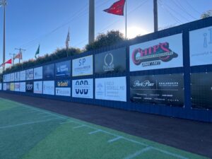 Event banner on a baseball wall